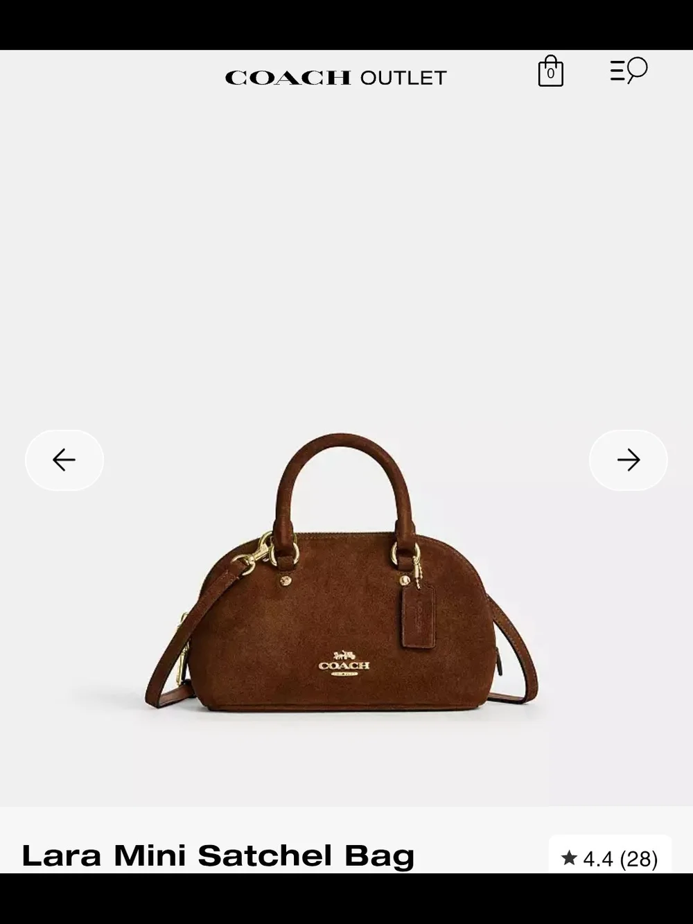 COACH Suede Lara Mini  Satchel Bag in Chestnut Brown
